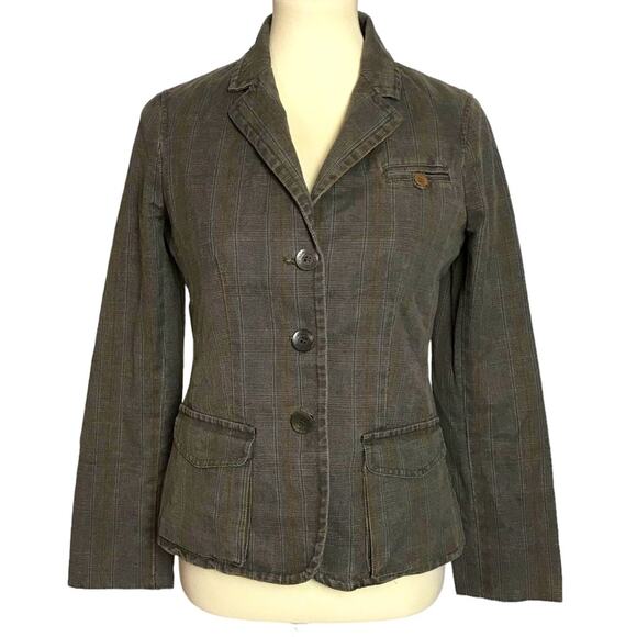 Vince Jackets & Blazers - Vince Cotton Brown Plaid Academia 3 Button Front Lined Career Office Blazer Coat